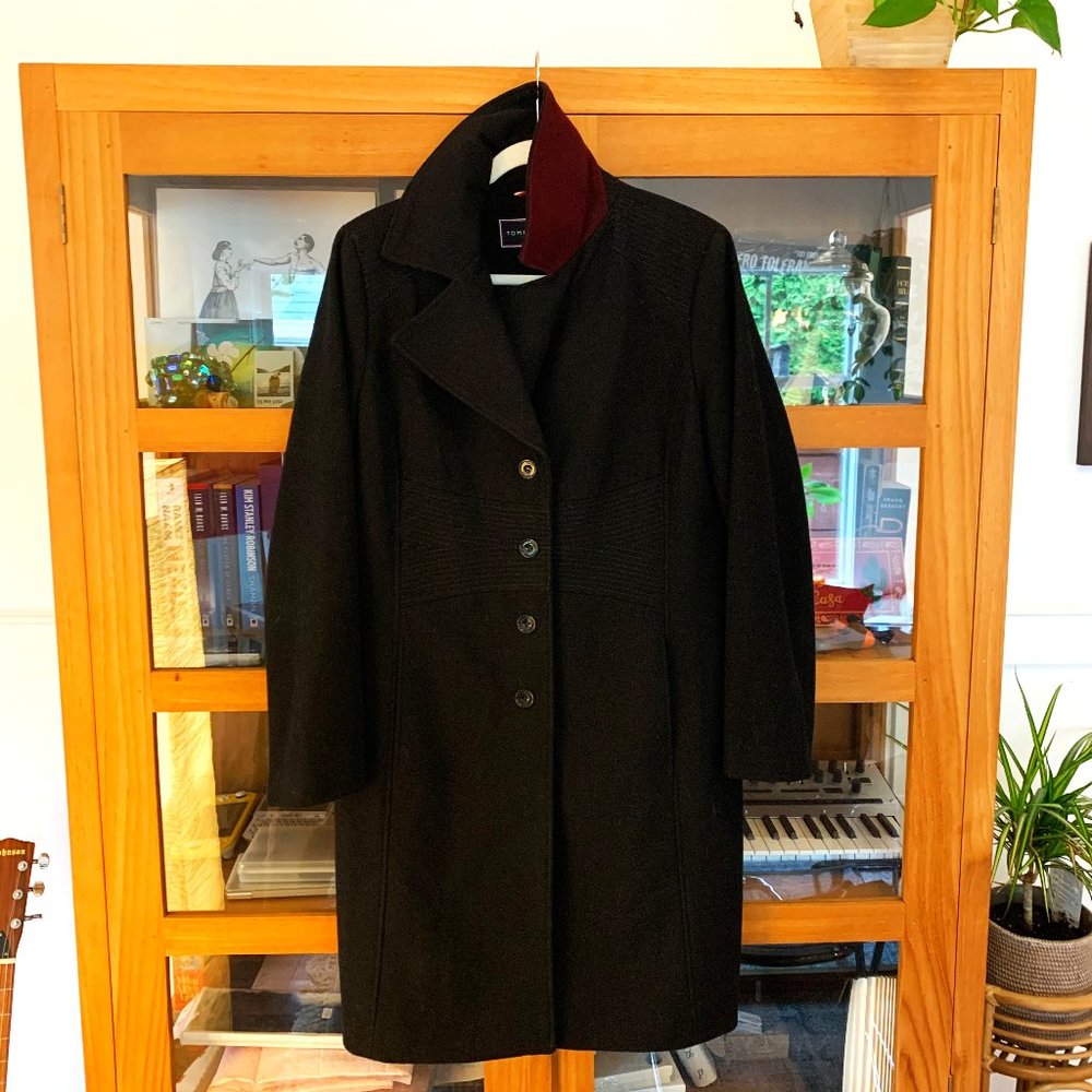 BLACK Tommy Hilfiger Pea Coat - Size Large